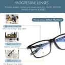 Missfive 2 Pack Upgraded Bend-Proof Multifocus Progressive Reading Glasses Men, TR90 Sporty Frame & Metal Spring Hinge, No-Line Multifocal Anti Blue/UV Near-Mid Workspace Readers 1.25x