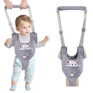 Baby Walking Harness Handheld Baby Walker Assistant Belt Adjustable Toddler Infant Walker Harnesses Standing Up and Walking Learning Helper with Detachable Crotch for 9-24 Month (Gray)