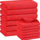 Homaxy Microfiber Waffle Weave Kitchen Towels Set, 16 x 28 Inch and 12 x 12 Inch Ultra Absorbent and Solid Color Dish Towels, 12 Pack, Red