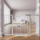 Cumbor 29.751.5" Extra Wide Baby Gate for Stairs, Pressure-Mounted Dog Gates for Doorways & Hallways, Auto-Close Walk-Through, No-Trip Design, Child Proof Safety, Dog/Pet Gate for Indoor Use, Silver