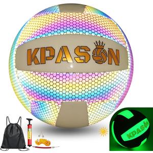 Volleyballs, Holographic Glowing Volleyball Official Size 5, Indoor Outdoor Beach Volleyball Ball for Men Women (Black & White)