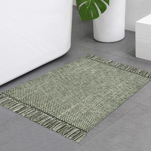 Collive Small Bathroom Rug, 2' x 3' Hand-Woven Low Profile Front Entryway Rug, Olive Green/Cream Cotton Reversible Washable Kitchen Mat Modern Farmhouse Carpet for Foyer Bedroom Back Door Decor