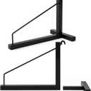 LEIFIDE 2 Pack Shipping Container Shelving Bracket 16"x18" 1 Tier Shipping Container Shelving with Hooks, Black Powder Coated Steel for Heavy Duty Trailer Containers Easy to Assemble Remove
