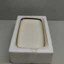 LETAOTAO Serving Platters, Ceramic Serving Platters Set of 4, 12 Inch Rectangular Serving Trays Dishes for Party Entertaining, White Dinner Plates with Gold Trim for Sushi Desserts Appetizers Salad