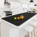 Silicone Mat 35.4"x23.6" Silicone Mats for Kitchen Counter Heat Resistant Mats for Countertop, Countertop Protector Mat, Edge Heightening Nonstick Waterproof Multipurpose Table Mat (Black)