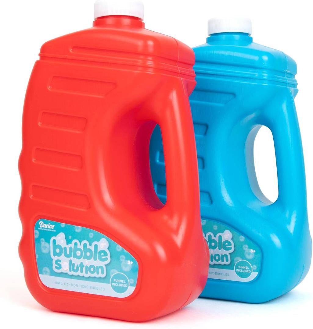 Darice 2 Pack 128oz Bubble Solution Refill for Bubble Machines & Blowers - Easter, Weddings, Birthdays, Outdoor - 4 Big Bubble Wands Included - Non-Toxic Safe for Toddlers & Kids