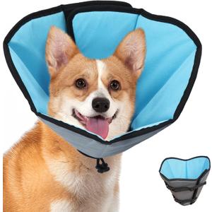 Soft Dog Cone Collar After Surgery: Long Alternative Comfortable Comfy Fabric Recovery Shame Elizabethan Stop Licking Large Dogs (Blue, L) (L(Neck:12.7"-17.4"))