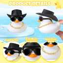Sotiff 48 Sets Rubber Duck Squeaky Duck Party Duckies Car Dashboard Decorations with Mini Necklace Hat and Sunglasses for Shower Birthday Swimming Party(White)
