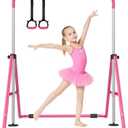 SHIWEI Gymnastics Bar for Kids, Foldable Gymnastic Bar with 5 Adjustable Height, Expandable Training Equipment for Indoor/Outdoor