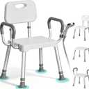 HOMENURSE Shower Chair for Inside Shower, 400 lbs, Wider Seat, Lightweight | 9-Level Height Adjustment, 2.55" Wider Suction Cups, Non-Slip, Tool-Free Conversion, for Seniors Disabled and Recovery