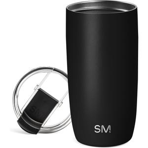Simple Modern Travel Coffee Mug Tumbler with Flip Lid | Reusable Insulated Stainless Steel Cold Brew Iced Coffee Cup Thermos | Gifts for Women Men Him Her | Voyager Collection | 16oz | Midnight Black | with Flip Lid, Reusable, Insulated, Cold Brew, Iced Coffee Cup, Thermos