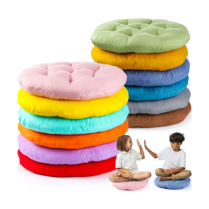 6 Pcs Round Floor Pillows Cushions Flexible Seating Cushion Classroom Furniture Floor Pillow for Kids Adults Home Daycare Preschool Yoga Meditation Gift (Rainbow Color)