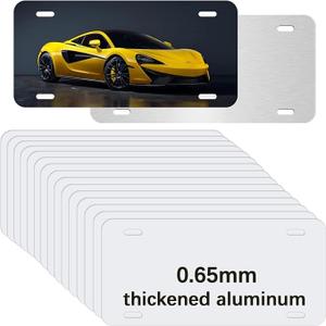 Sublimation Blanks Metal Aluminum Tag White, Thermal Transfer DIY Custom Picture Design for Blank signboards Plates, Metal Aluminum Door Panel Decorations (12 PCS*License Plate Blanks)