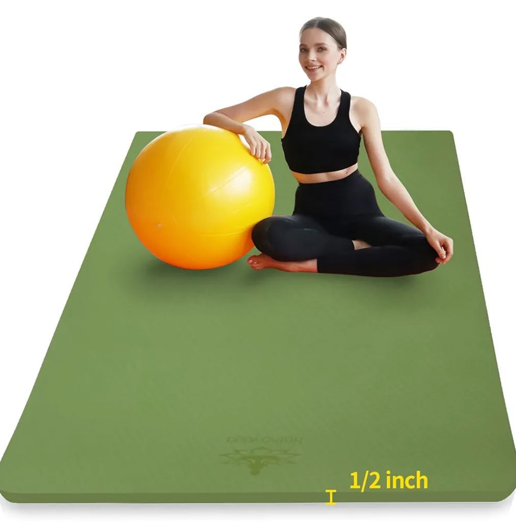 Hatha Yoga Large TPE Yoga Mat 6'x4'x1/2" Extra Thick Non-Slip Exercise Mat - for Yoga Pilates & Home Gym Workouts