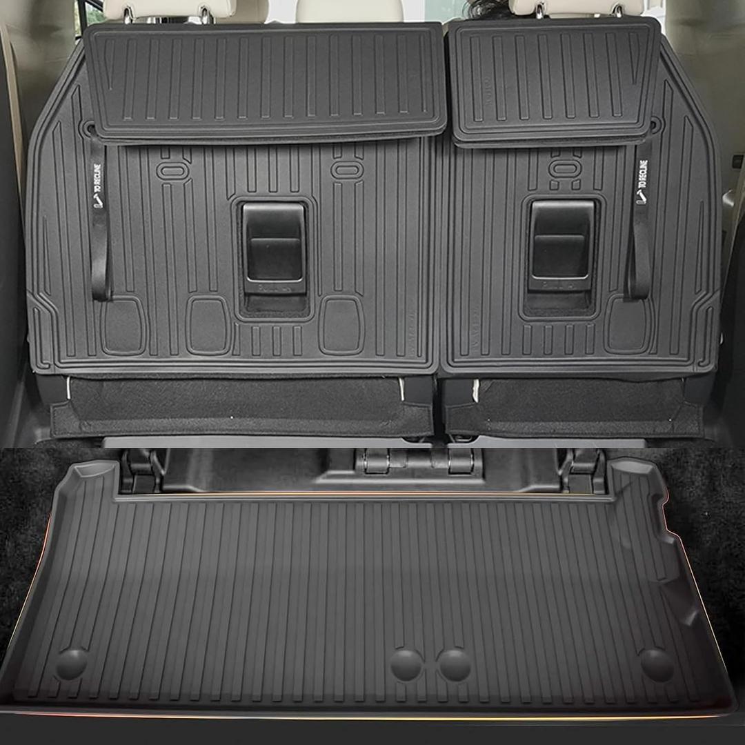 IKABEVEM 2021-2025 2026 Sienna Cargo Liner & Backrest Mat Fit for Toyota Sienna 7/8 Seat (without Spare Tire) - Custom Fit Trunk Mat and 3rd Row Seat Back Mats - All Weather Car Mats for Toyota Sienna