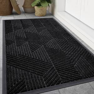 Smiry Front Door Mat Outside Entrance, Low Profile Rubber Doormat, 47x23
Irregular Triangle, Black, Sturdy Heavy Duty Mat Trap Dirt and Moisture, Easy Clean for Indoor Outdoor Entry