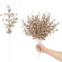 24 Pack Christmas Tree Decorations Picks and Sprays, Christmas Ornaments Artificial Glitter Berry Stems Branches Picks Twigs for Xmas Tree Vase Filler Home Holiday Decor (Champagne-A)