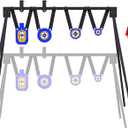 Atflbox AR500 Steel Target for Shooting Stand System Set, 63 Inch Adjustable Height, 3/8 Inch Thick Silhouette and Gong Targets, 10pcs Paper Targets and Target Holder Expansion Kit, 7''x12'' torso silhouette and 4''/6''/8'' gongs