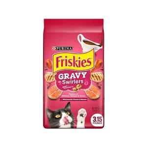 Purina Friskies Dry Cat Food Gravy Swirl'd With Flavors of Chicken, Salmon and Gravy - 3.15 lb. Bag, March 2026