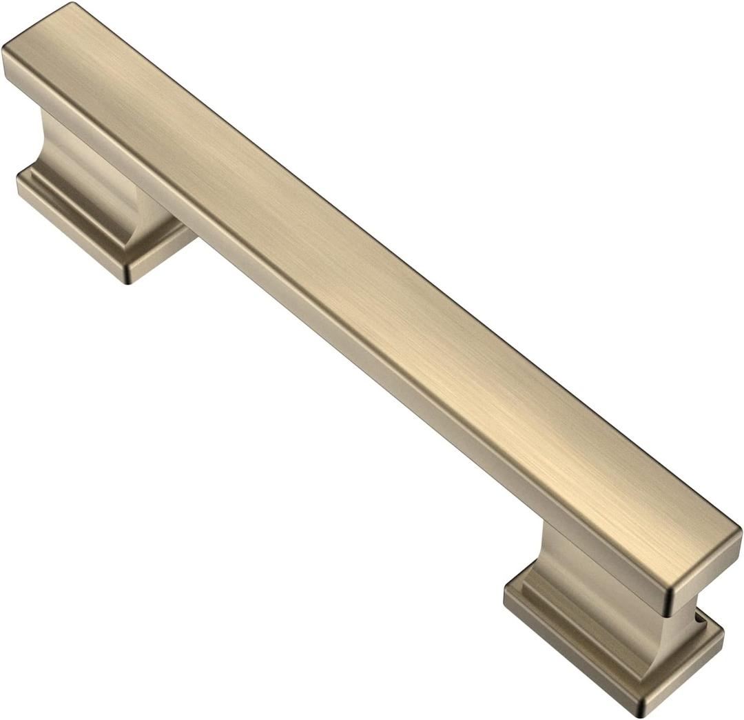 Alzassbg 10 Pack Brushed Antique Brass Cabinet Pulls, 3-3/4 Inch(96mm) Hole Centers Kitchen Cabinet Handles for Cabinets and Drawers AL3061AB (3-3/4" Hole Center, Brushed Antique Brass)