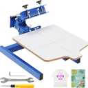 VEVOR Screen Printing Machine, 1 Color 1 Station Silk Screen Printing Press, 21.2x17.7in / 54x45cm Screen Printing Press, Double-Layer Positioning Pallet, Adjustable Tension for T-Shirt DIY Printing