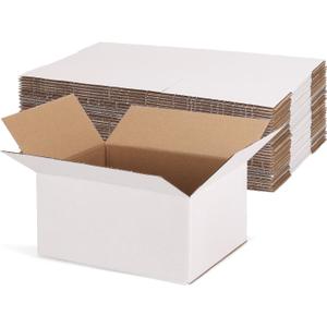 Rempry 30 Pack 8x6x4 Shipping Boxes White, Small Corrugated Cardboard Box for Mailing, Packaging Small Business, Kraft Mailer Gift Boxes