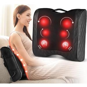 Back Massager with Heat, Percussion & Shiatsu 2-in-1 Massager for Lower Back Pain Relief, 3D Deep Tissue Kneading Massage Pillow for Back, Waist, Leg, Foot Relax, Gifts for Women Men