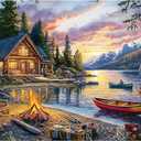Jigsaw Puzzle for Adults 500 Pieces – 500 Piece Puzzle with Scenic Cabin, Interlocking Adult Puzzles, Letter Clues, 1:1 Poster, Home Decor Gift | 20.5 x 15 in