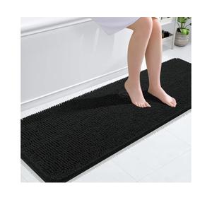 OLANLY Bathroom Rugs 59x20, Extra Soft Absorbent Chenille Bath Rugs, Rubber Backing Quick Dry, Machine Washable Bath Mats for Bathroom Floor, Tub and Shower, Home Decor Accessories, Black