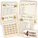 Winnie Baby Shower Games Boy - Pooh Baby Shower Bingo Cards for 25 Guests, Word Scramble Favors, Guess Who Mommy Or Daddy Game Ideas for Party Decorations