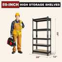5 Tier Heavy Duty Garage Storage Shelving: Adjustable Metal Utility Shelving Rack for Basement, Pantry, Closet, Garage Storage Organization - 2,000lb Capacity (59"x28"x12")