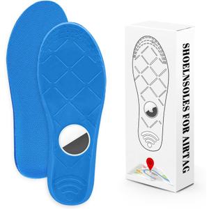 2 x Insoles for Airtag Hidden Holder, Airtag Case for Tracking Devise Steps and Shoes for Kids, Comfortable Securely Mounted Insert for Shoes (Blue, 175-190mm)