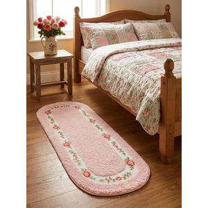 Stay Young Decorative Rose Flower Area Rug,Pink Bedroom Living Room Bathroom Rugs,Pink Bath Mat Kitchen Mat,Super Soft Non Slip,Floral Design Coquette Room Decor,17.71 x 49.21 Inch