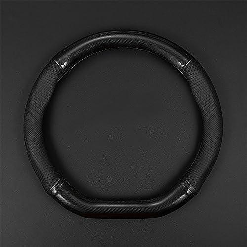 gunhunt 1 PC Car Breathable Steering Wheel Cover, Carbon Fiber Non-Slip Steering Wheel Protector, Wear -Resistant Steering Wheel Sleeve, Four Seasons Universal Steering Wheel Set (D -Shaped)