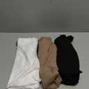 Ficerd 3 Pack Women's Ribbed Long Sleeve Tops, Crew Neck Slim Fit Undershirts Knit Basic Casual Stretch Layering Tee Shirts (Black, Khaki, White) S