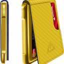 Mens Wallet Tactical Bifold Wallets for Men Metal RFID Blocking Aluminum Money Cards Holder Gifts for Men (Carbon Fiber Yellow)