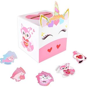 Valentines Day Boxes for Kids,Valentines Day Cards for Boys Girls Classroom Exchange Prizes Party Favors - 1 Mailbox, 32 Cards, 1 Teacher Card (Style-02)