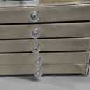 SPAKOWN Ring Box Display Holder, Clear Velvet Jewelry Storage Tray Organizer for Ring Stud Earring (Beige - 5 Drawers)
