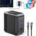 65W Switch Dock Adapter, (3-in-1) PD Charger Port+ 4K HDMI 2.1+UAB A Port, Switch Portable Dock for Nintendo Switch1/OLED/Steam Deck, SwitchCharger with 3FT Charging Cable