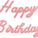 HOUSE OF PARTY Happy Birthday Banner | Cursive Happy Birthday Sign for Decor, Backdrop | Paper Banner for Party Decoration (Pink)