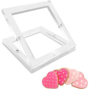 Acrylic Cookie Stencil Holder, 6x6 in Magnetic Cookie Stencil Frame for Royal Icing Sugar Cookie Stenciling Airbrushing, Acrylic Cooking Decorating Tool, Stencils Helper (6"x6")