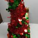 5FT Red & Green Pop Up Christmas Tree, Sequin Pencil Collapsible Holiday Tree for Indoor Decoration, Foldable Slim Artificial Xmas Tree for Small Spaces, Apartments, Office, Party Dcor