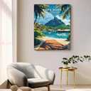 Bora Bora Travel Print Poster Canvas Wall Art Vintage Home Room Decor Framed Mural 8x10inch 20x25cm