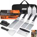 Flat Top Griddle Accessories for Blackstone and Camp Chef Griddle - 9 Pieces Set with Griddle Cleaning Kit and Carry Bag! Metal Spatula, Scraper for Hibachi and Teppanyaki Grill