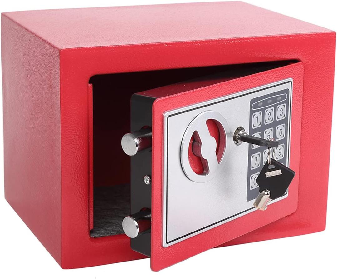 Yuanshikj Electronic Deluxe Digital Security Safe Box Key Keypad Lock Home Office Hotel Business Jewelry, Cash, Use Storage money (RED)