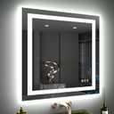 LOAAO 40"X38" LED Bathroom Mirror with Lights, Anti-Fog, Dimmable, Backlit + Front Lit, Lighted Bathroom Vanity Mirror for Wall, Memory Function, Tempered Glass, ETL Listed