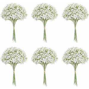 120PC Baby Breath Artificial Flowers - Babies Breath Flowers Artificial Bulk Faux Flowers Bouquet White Flores Real Touch Fake Flowers Arrangements Wedding Centerpieces Tables Decorations