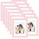 Picrit 8x12 Picture Frame Set of 12, Display 6x8 with Mat or 8x12 without Mat, Photo Frames for Wall Mounting or Table Top Display, Pink