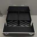 FRENESSA Makeup Train Case Makeup Case 11.8 Inch Large Cosmetic Box Organizer Travel Storage Professional Make Up Train Carrying Case with 6 Trays Locking Hard Vanity Storage Black