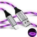 Light Up iPhone Charger Cable LED Apple Charger Cord Apple MFi Certified Cool USB Fast Charging for iPhone 14 13 12 11 Pro Max XR X SE 8 Plus iPad iPod Touch More (Purple, 3 ft)